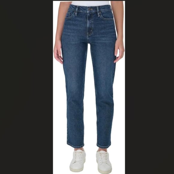 Calvin Klein Women High Rise Straight Leg Jean | Dark Blue | Size 10 | NWT - Picture 1 of 4